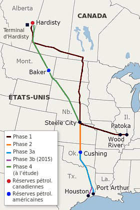 This photo depicts the pathway of the Keystone XL Pipeline through America.