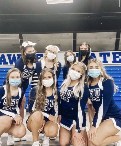The SSU Cheer Club after cheering for a mens basketball game. Instagram Post @ssucheerleaders