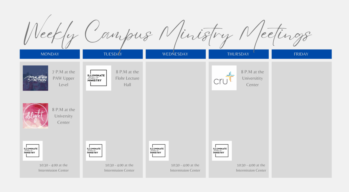 Weekly Campus Ministry schedule