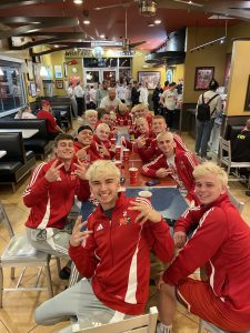 Members of the Minford High School men's soccer team celebrate their state semifinal victory Wednesday night.