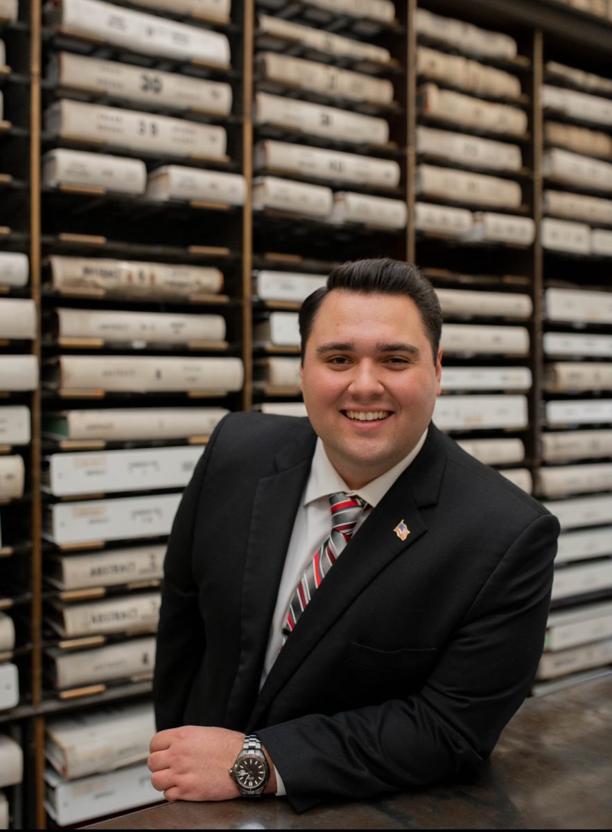 Gary Jenkins in front of records held in the Scioto County recorder's office