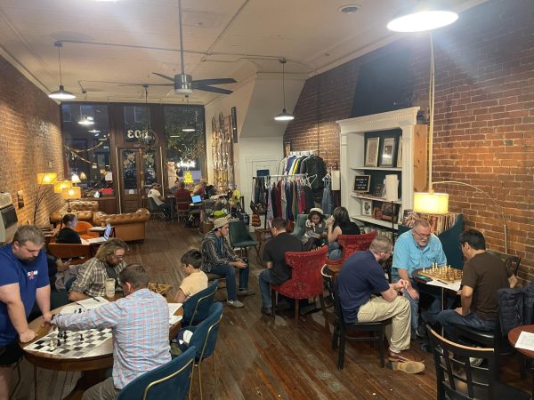 Players compete in the Oct. 14 chess tournament hosted by The Landing.