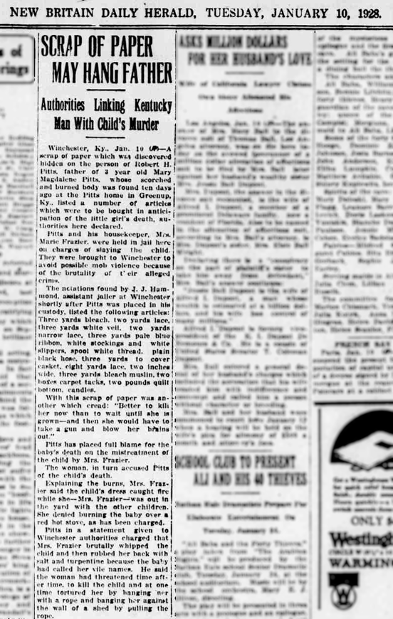 New Britain Daily Herald_ CT_01-10-1928 mentions shopping list and salt and turpentine